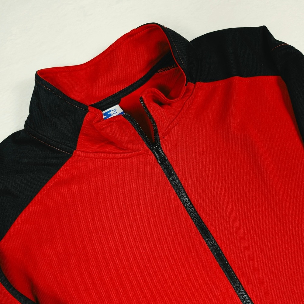 Starter Mens 2XL Red Black Full Zip Track Jacket Athletic Lightweight SM17440R
